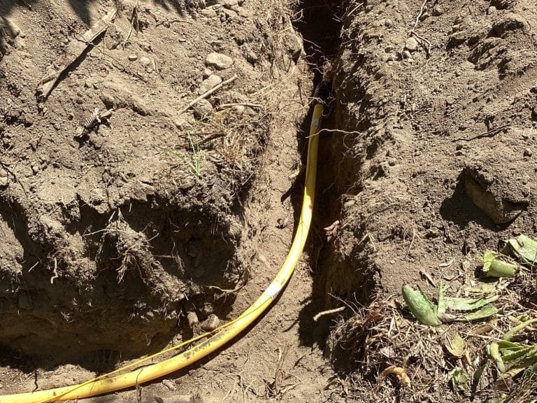 New gas line in an open trench