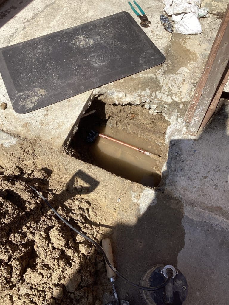 Slab Leak Repair in Carlsbad, photographed on site by the technician