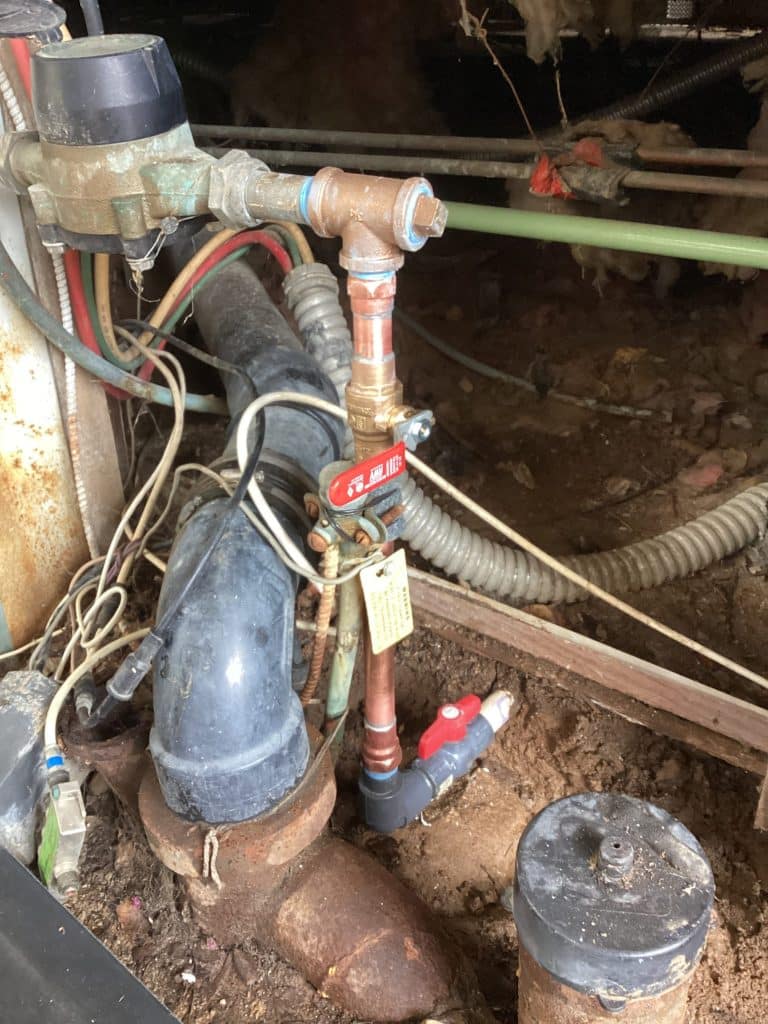Meter and valve cluster on a mobile home park's water main