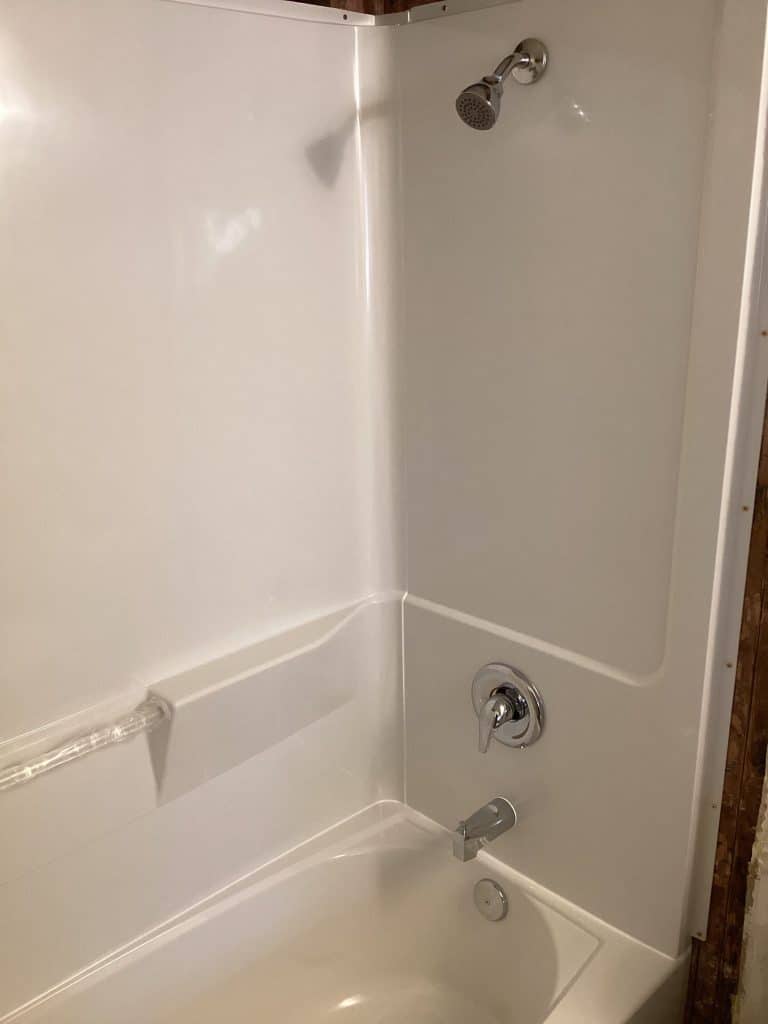 Shower and Tub Replacement in San Diego, photographed on site by the technician